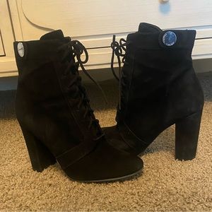 Ivanka trump black suede heeled booties